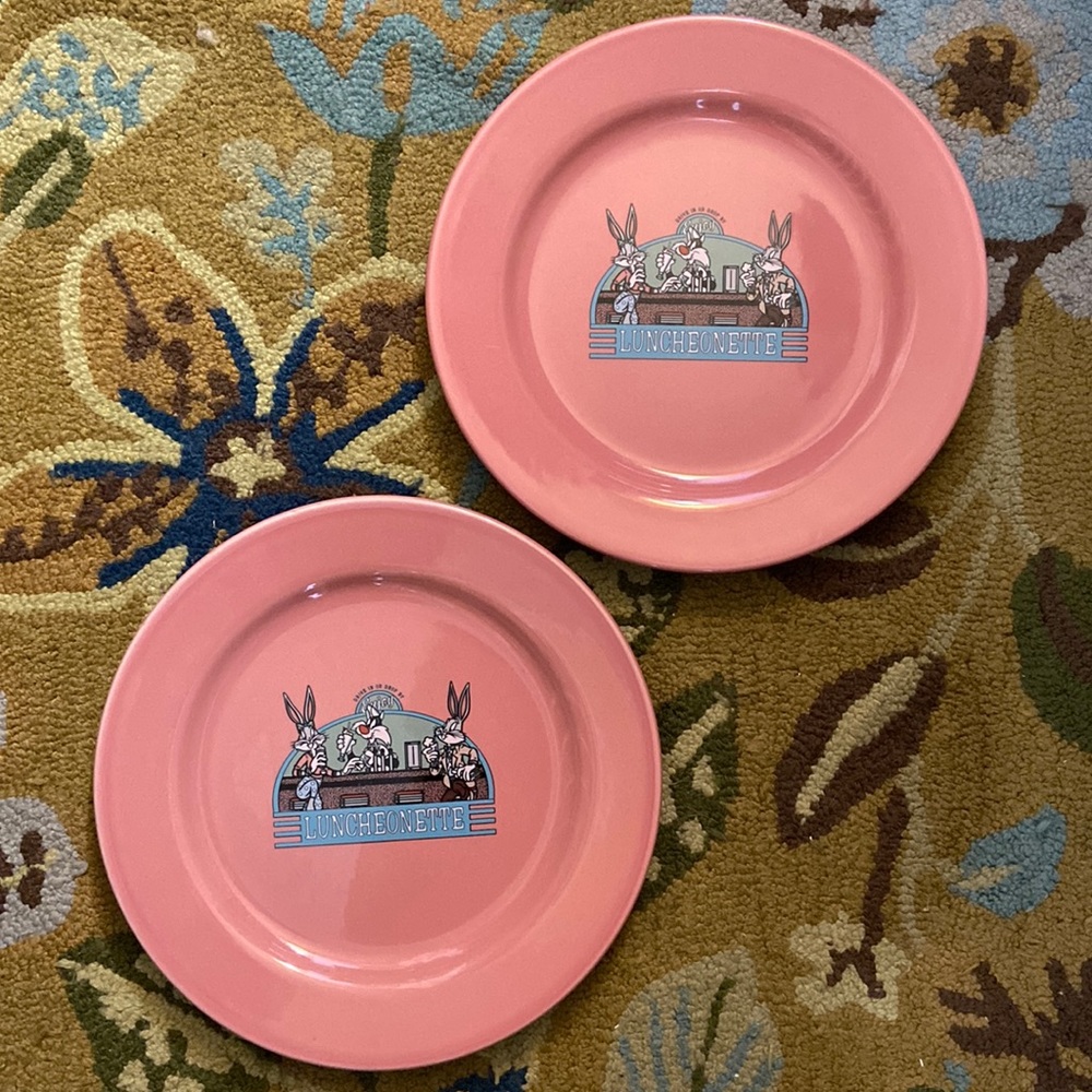 Vintage Looney Tunes Characters Warner Bros Luncheonette Dinner Plates Set Of 2